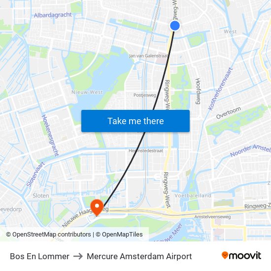 Bos En Lommer to Mercure Amsterdam Airport map