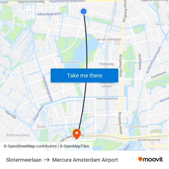 Slotermeerlaan to Mercure Amsterdam Airport map