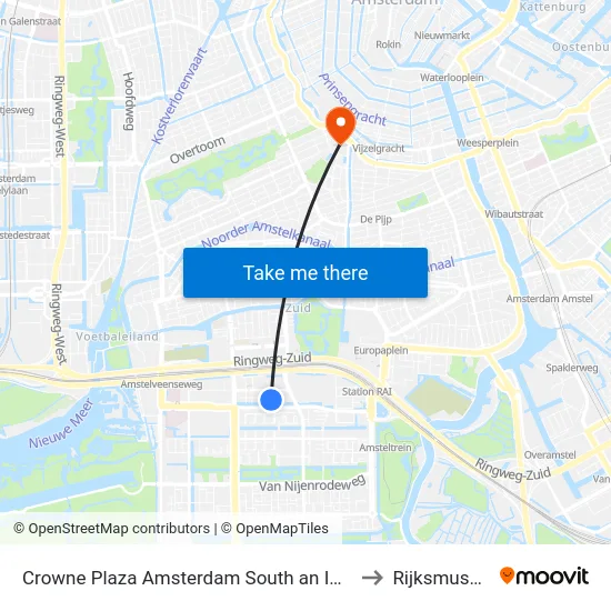 Crowne Plaza Amsterdam South an IHG Hotel to Rijksmuseum map