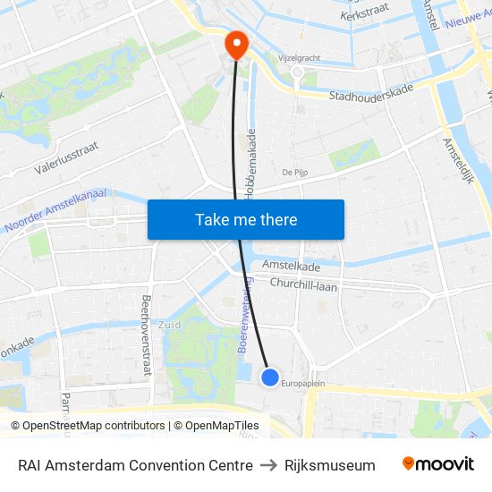 RAI Amsterdam Convention Centre to Rijksmuseum map