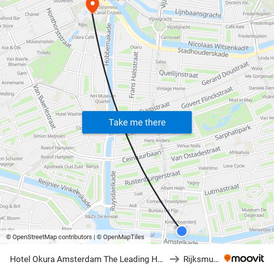 Hotel Okura Amsterdam The Leading Hotels of the World to Rijksmuseum map