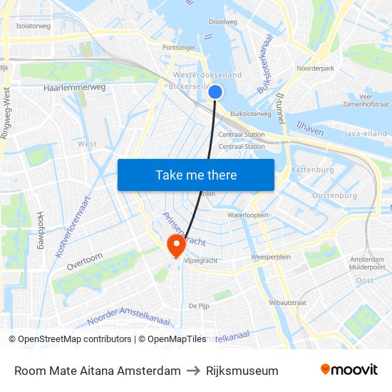 Room Mate Aitana Amsterdam to Rijksmuseum map