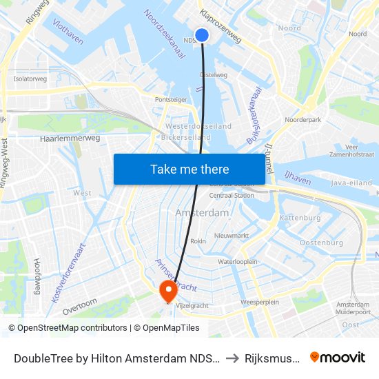 DoubleTree by Hilton Amsterdam NDSM Wharf to Rijksmuseum map