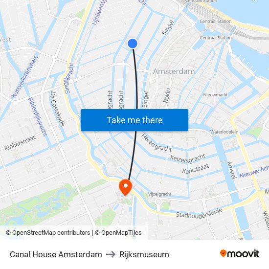 Canal House Amsterdam to Rijksmuseum map