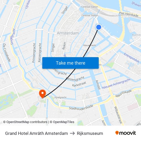 Grand Hotel Amrâth Amsterdam to Rijksmuseum map