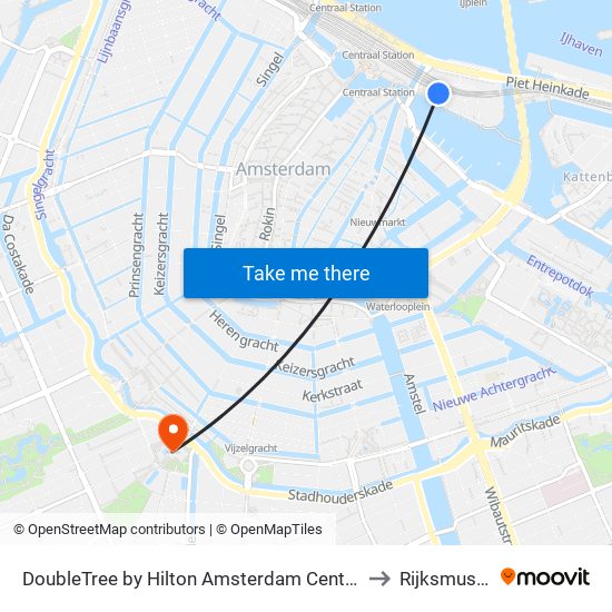 DoubleTree by Hilton Amsterdam Centraal Station to Rijksmuseum map