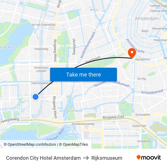 Corendon City Hotel Amsterdam to Rijksmuseum map