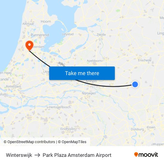 Winterswijk to Park Plaza Amsterdam Airport map