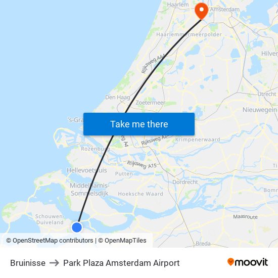 Bruinisse to Park Plaza Amsterdam Airport map