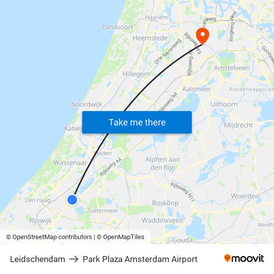 Leidschendam to Park Plaza Amsterdam Airport map