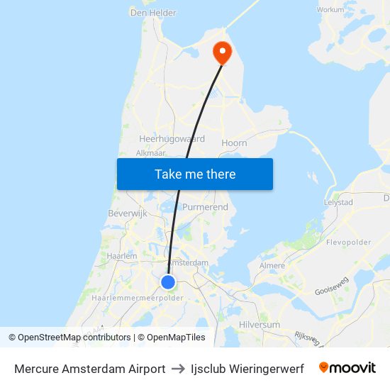 Mercure Amsterdam Airport to Ijsclub Wieringerwerf map