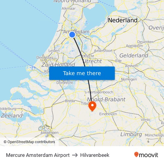 Mercure Amsterdam Airport to Hilvarenbeek map