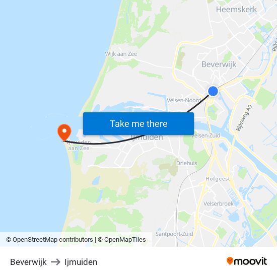 Beverwijk to Ijmuiden map