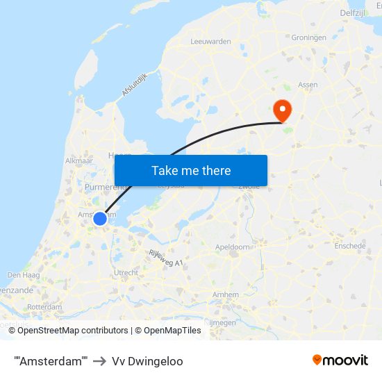 ""Amsterdam"" to Vv Dwingeloo map