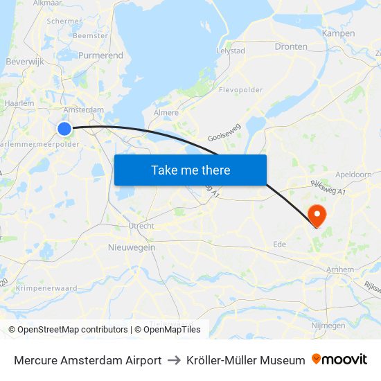 Mercure Amsterdam Airport to Kröller-Müller Museum map