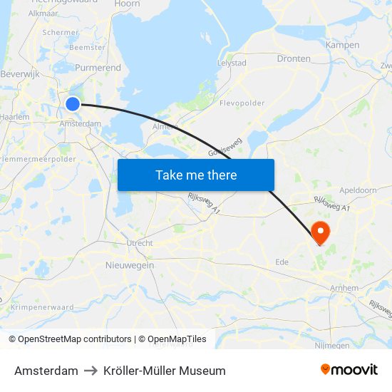 Amsterdam to Kröller-Müller Museum map