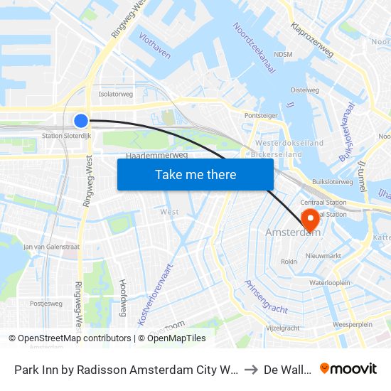 Park Inn by Radisson Amsterdam City West to De Wallen map