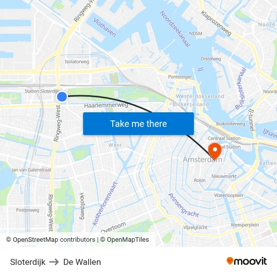 Sloterdijk to De Wallen map