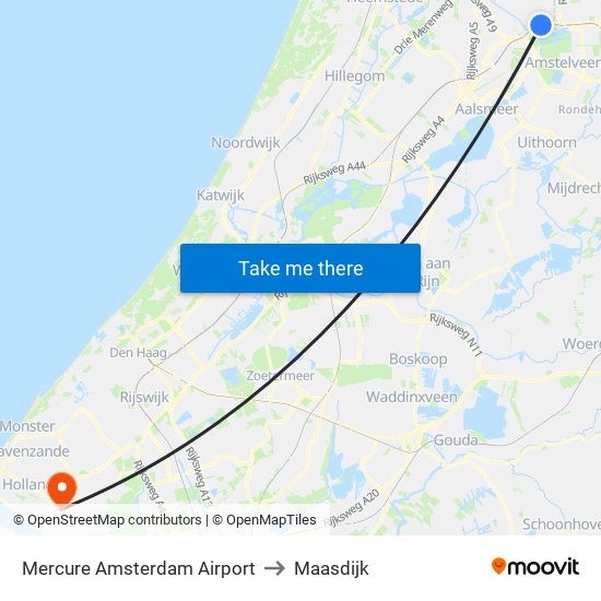 Mercure Amsterdam Airport to Maasdijk map
