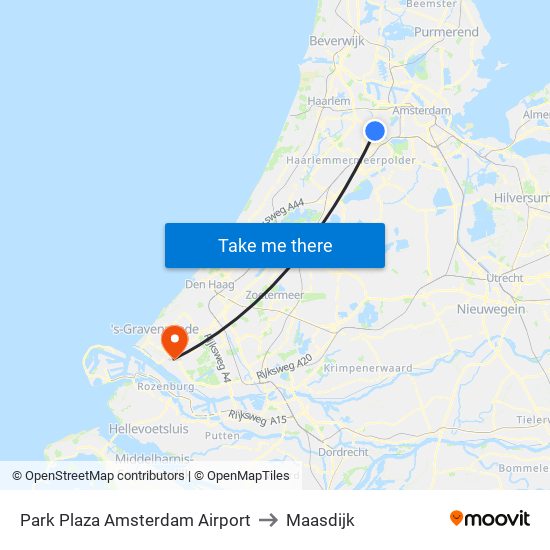 Park Plaza Amsterdam Airport to Maasdijk map