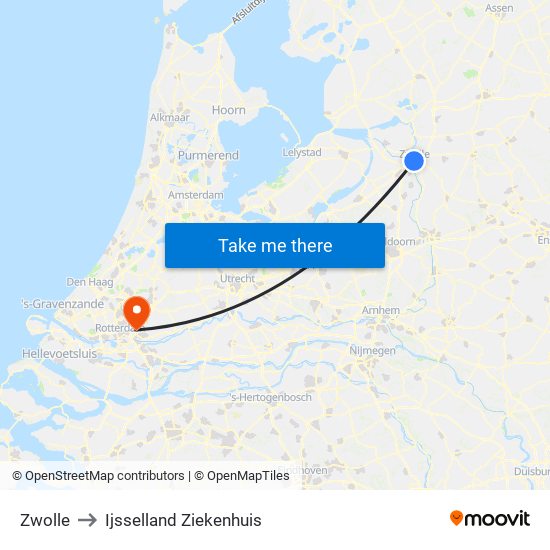 Zwolle to Ijsselland Ziekenhuis map