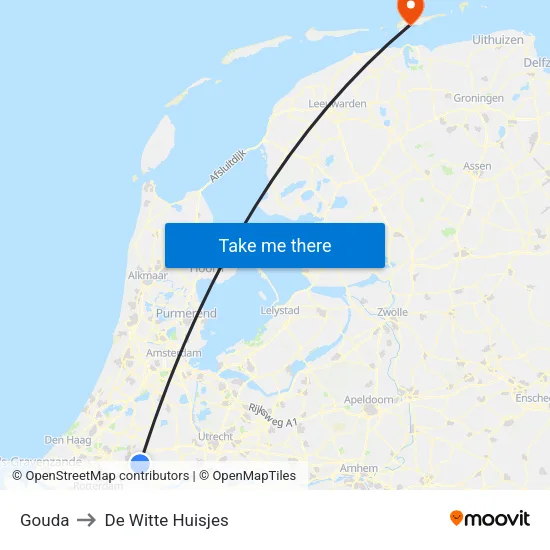 Gouda to De Witte Huisjes map