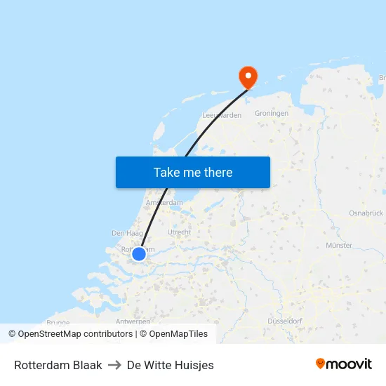 Rotterdam Blaak to De Witte Huisjes map