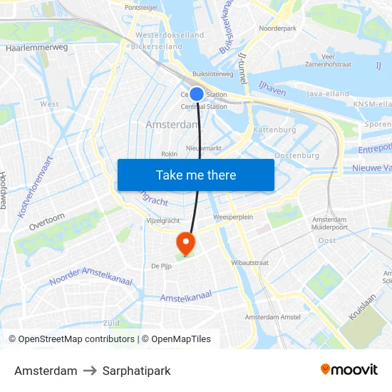 Amsterdam to Sarphatipark map
