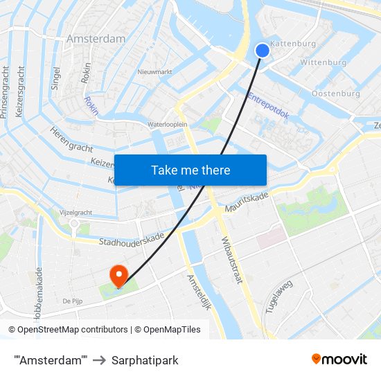 ""Amsterdam"" to Sarphatipark map