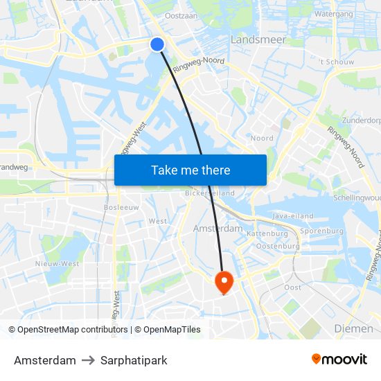 Amsterdam to Sarphatipark map