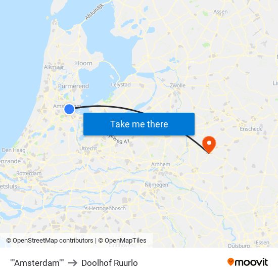 ""Amsterdam"" to Doolhof Ruurlo map