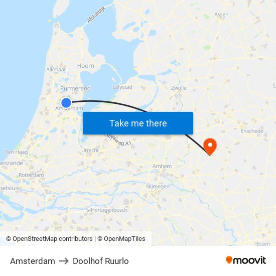 Amsterdam to Doolhof Ruurlo map