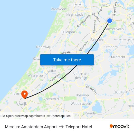 Mercure Amsterdam Airport to Teleport Hotel map