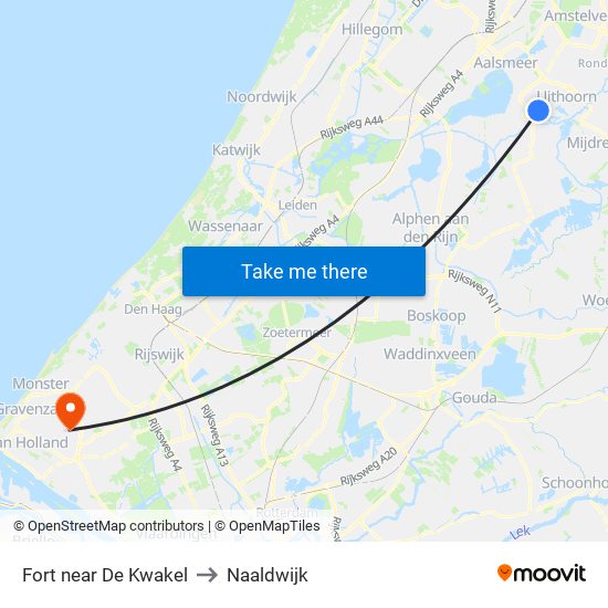 Fort near De Kwakel to Naaldwijk map