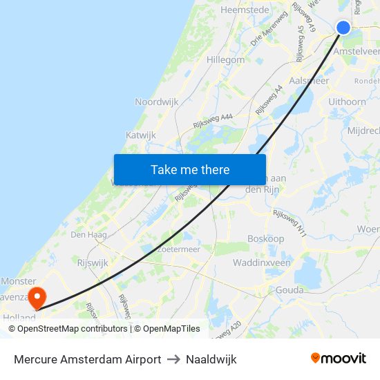 Mercure Amsterdam Airport to Naaldwijk map
