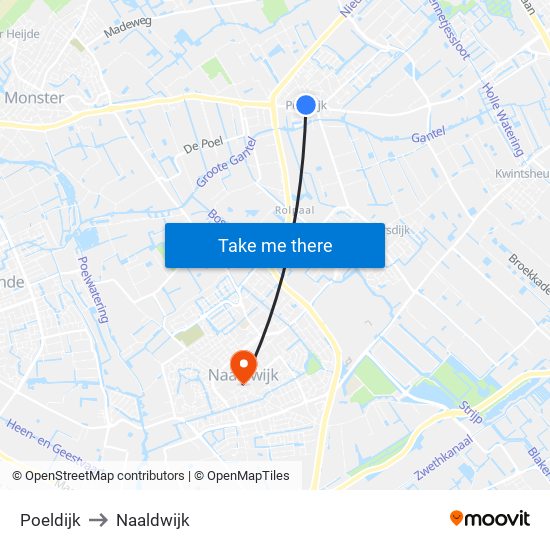 Poeldijk to Naaldwijk map