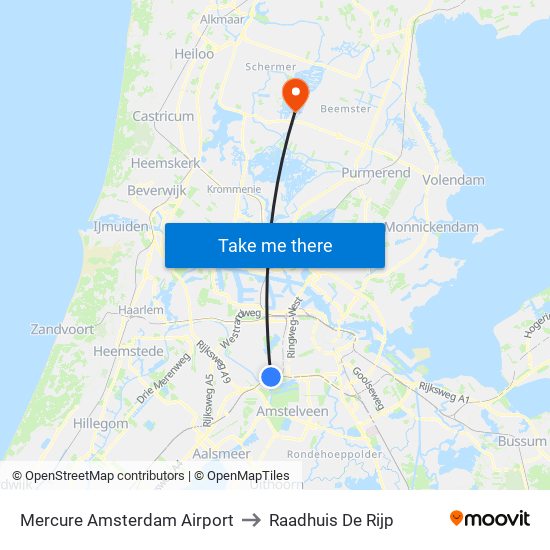 Mercure Amsterdam Airport to Raadhuis De Rijp map