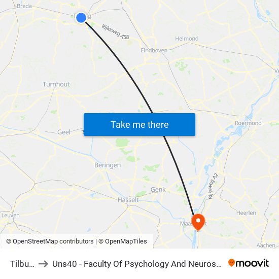 Tilburg to Uns40 - Faculty Of Psychology And Neuroscience map