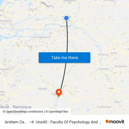 Arnhem Centraal to Uns40 - Faculty Of Psychology And Neuroscience map