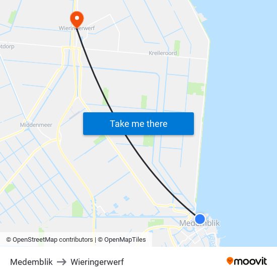 Medemblik to Wieringerwerf map