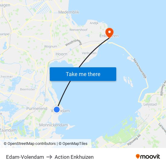 Edam-Volendam to Action Enkhuizen map