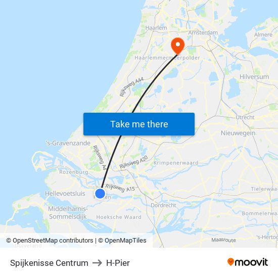 Spijkenisse Centrum to H-Pier map