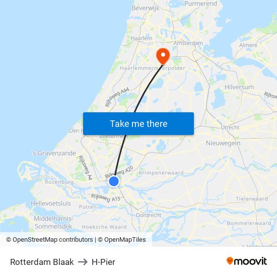 Rotterdam Blaak to H-Pier map