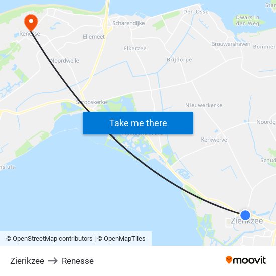 Zierikzee to Renesse map