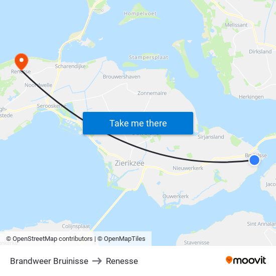 Brandweer Bruinisse to Renesse map