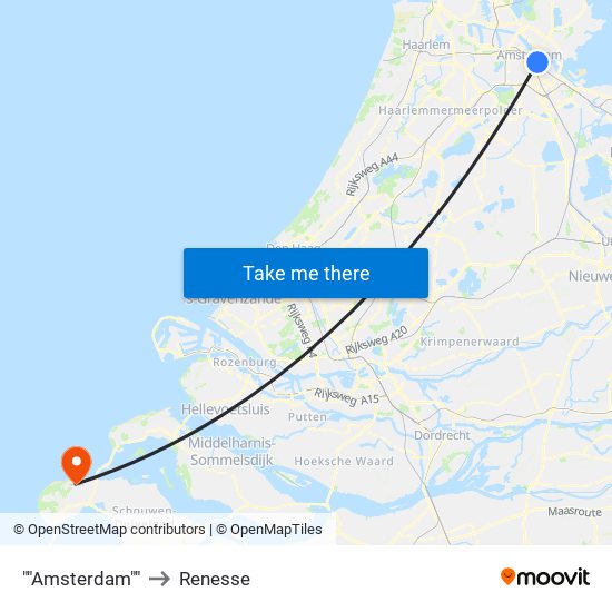 ""Amsterdam"" to Renesse map