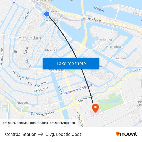 Centraal Station to Olvg, Locatie Oost map