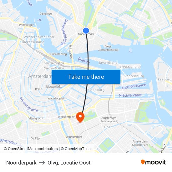 Noorderpark to Olvg, Locatie Oost map