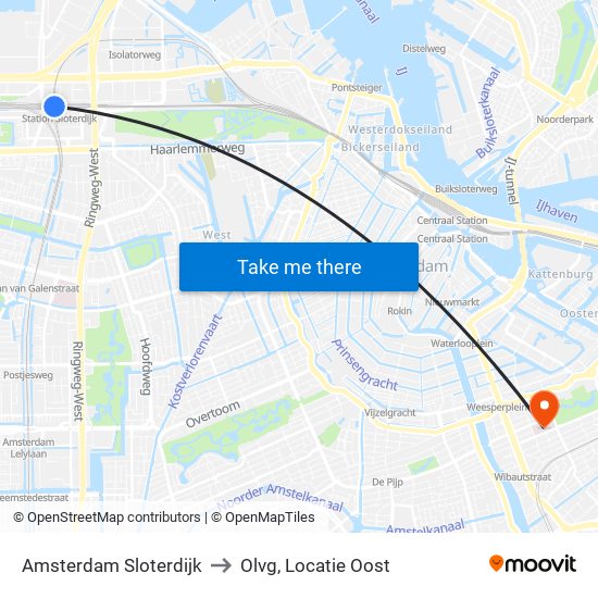 Amsterdam Sloterdijk to Olvg, Locatie Oost map