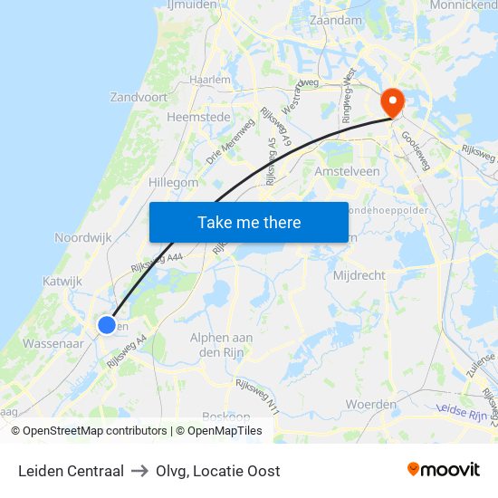 Leiden Centraal to Olvg, Locatie Oost map